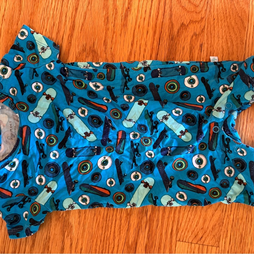 Posh Peanut Teal Skateboard Baby Onesie